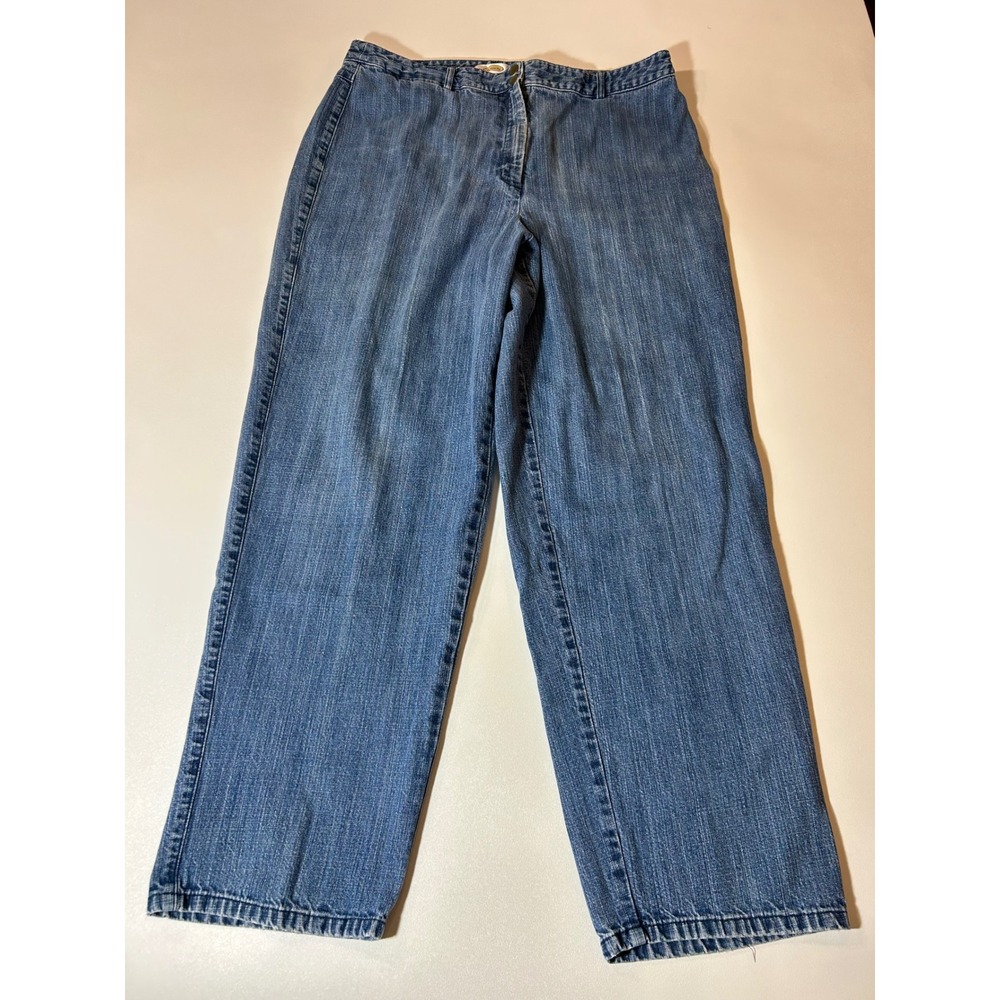 Talbots Jeans Women's 16 Blue High Rise Wide Leg 100% Cotton Denim